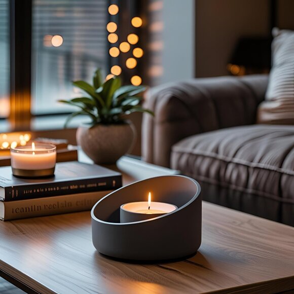 Modern Beveled Tealight Candle Holder w/LED Tea Light Multi-Color - Picture 1 of 15